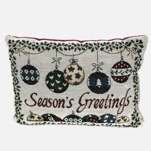 Unbranded Vintage Season’s Greetings Christmas Tapestry Holiday Pillow Ornaments